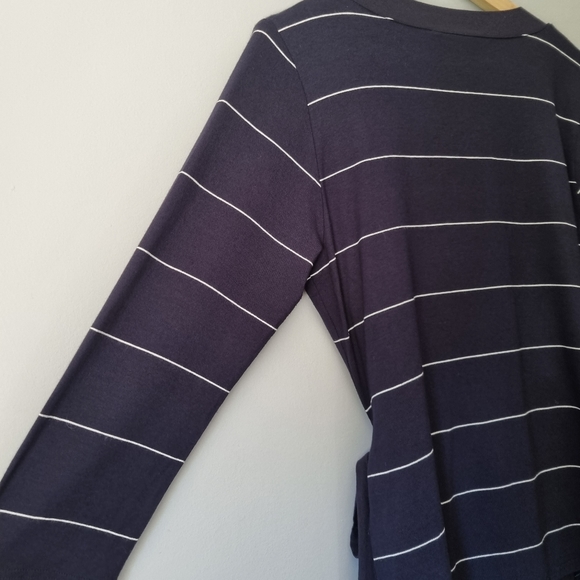 MASAI Navy White Stripe Wrap Top Size Small - Picture 7 of 11